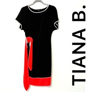 TIANA B. ELEGANT BLACK & SCARLET COLOR ESSENTIAL WOMAN'S DRESS
